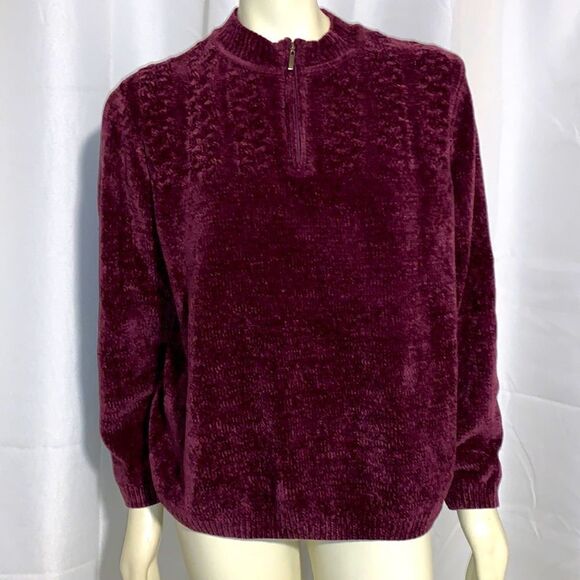 Vintage plush plum purple half zip sweater. XL - Picture 1 of 11
